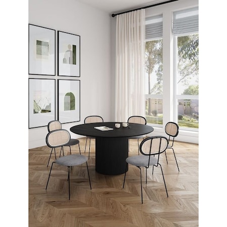 Manhattan Comfort Round Dining Set of 7, 59.05 in L, American Solid Ash Wood, Black and Grey 6-DT05DCCA06-GY